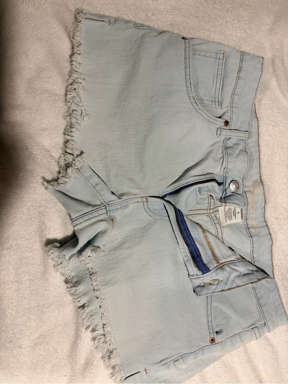 No Boundaries Light Blue Frayed Hem Denim Shorts